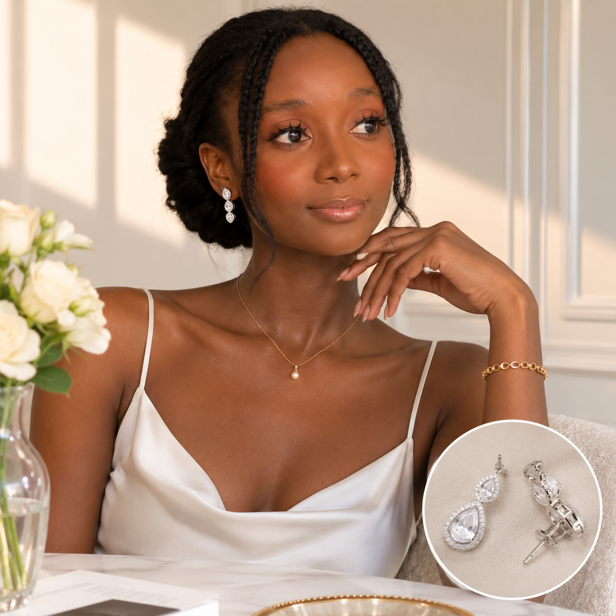Celeste Heart Drop Earrings
