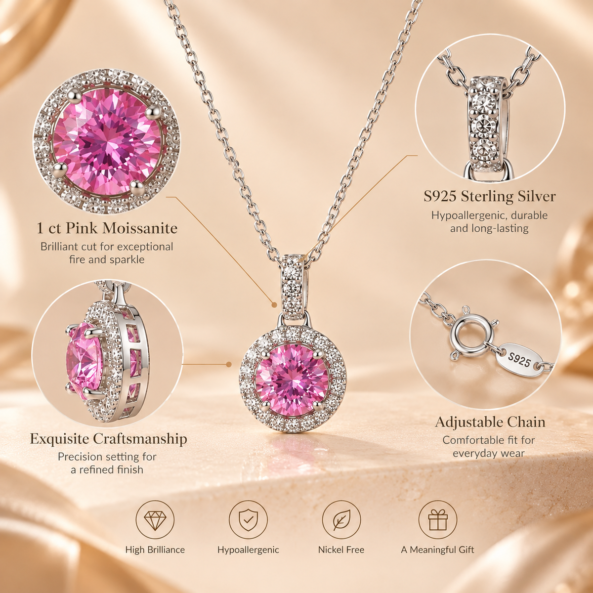 Rosé Halo Necklace