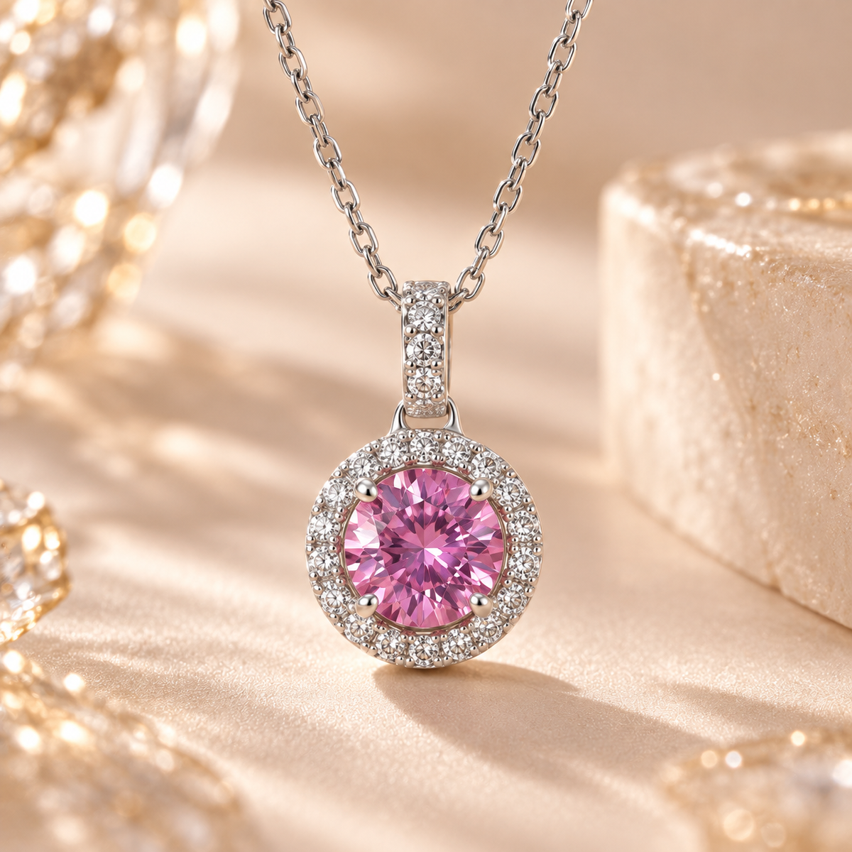 Rosé Halo Necklace